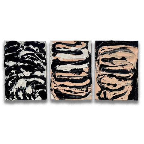 Marble Impasto series by Tory Burke, three original impasto paintings shown together