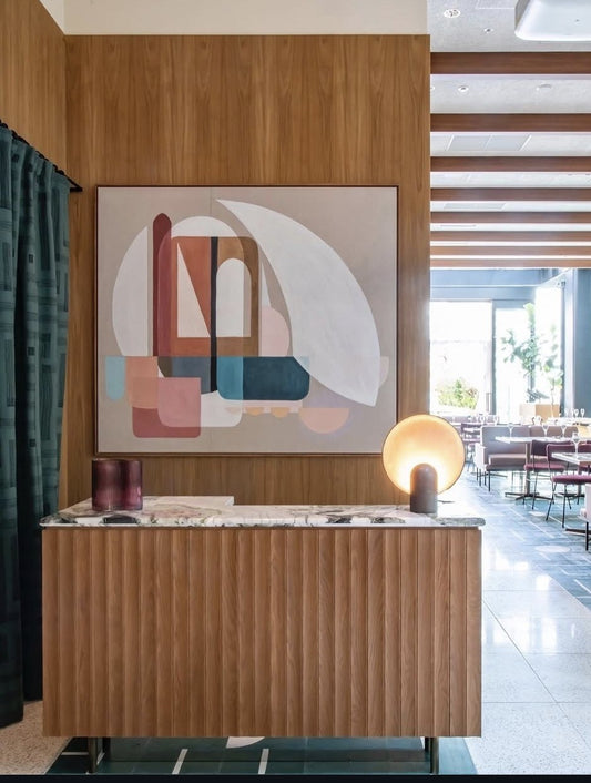 The Arch giclée print by Tory Burke as the entrance artwork at The Upper restaurant, Marunouchi, Tokyo
