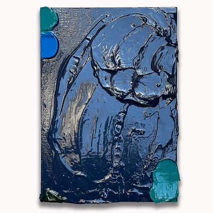 Navy Blue Dot Impasto - Original painting by Tory Burke