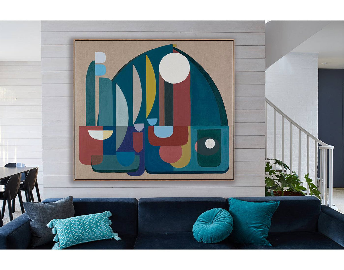 Apollo - Giclee print framed in raw oak on a wall in a lounge room