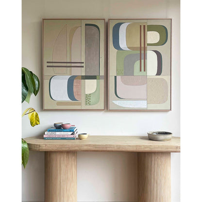 Abstract wall art print in blush tones with geometric composition