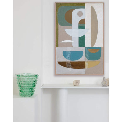 Stucco Glaucous - Giclee print artwork on a white wall with a green vase